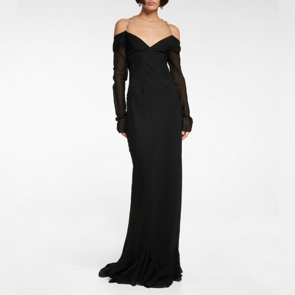 Givenchy Dresses & Skirts - GIVENCHY Off Shoulder Maxi Dress Gown Black Sz 14 Org $5,995